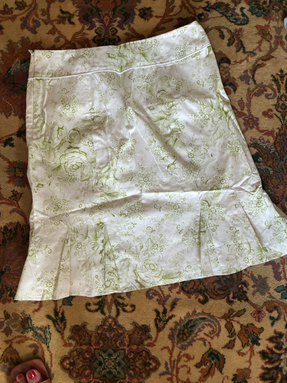 Etcetera White Skirt with Light Green Floral Print
